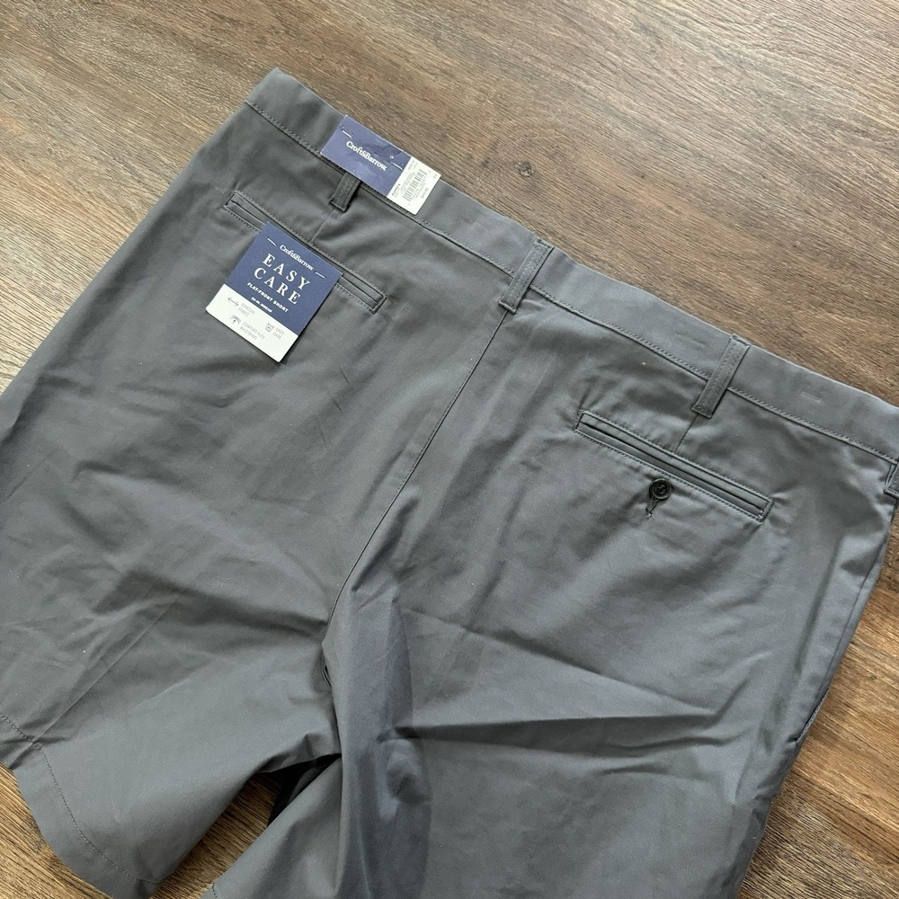 NWT‎ Croft & Barrow Easy Care Flat Front Short Gray Men's Sz 44 Classic Casual